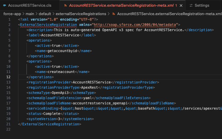 Introducing Apex REST APIs as Agent Actions in Salesforce 4 Generated Metadata YAML