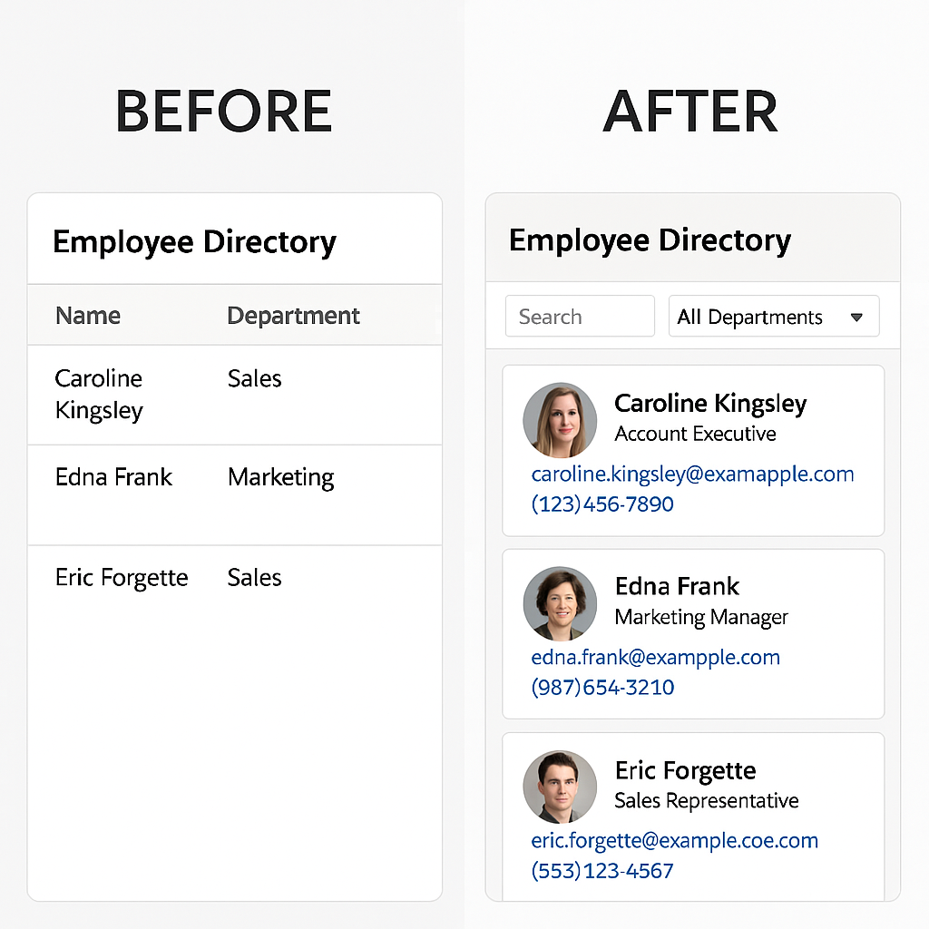 Design Agentforce Interfaces Using Custom Lightning Types 3 Before and After UI