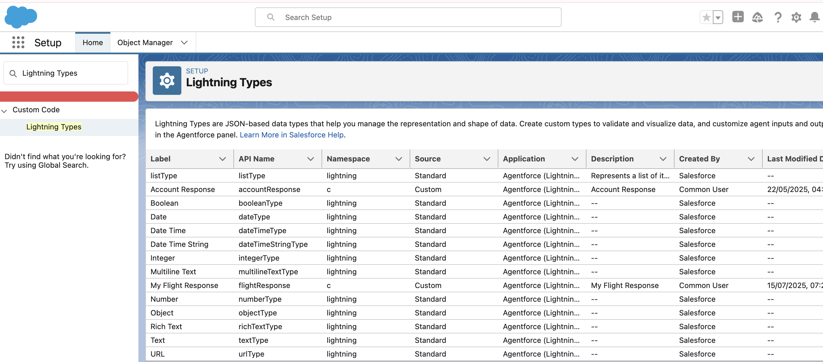 Design Agentforce Interfaces Using Custom Lightning Types 1 Lightning Types in Your Org