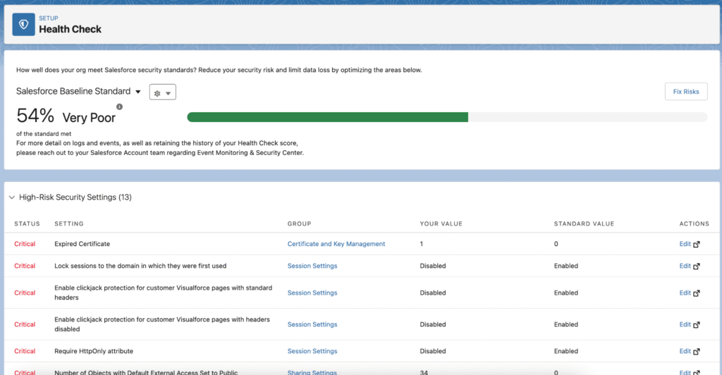 Review Salesforce Security Settings