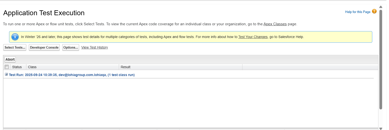 A Single Place for Testing